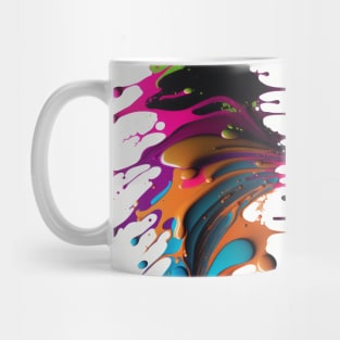 Curved wave colorful with paint drops. Mug